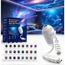 Kerstcadeau voor kinderen in 2026: verbeterde plug-and-play HD-sterrenprojector met 24 films, 2-in-1 Galaxy Star.