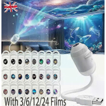 Prémiové 2-v-1 nočné svetlo s projektorom Galaxy, USB projekčná lampa s 24 projekčnými filmami, mini galaxy svetlo, vianočný darček pre