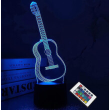 3D-Nachtlicht-Gitarren-Geschenkidee für Musikliebhaber, 3D-Illusionslampe mit Fernbedienung und 16 wechselnden Farben – eine fantastisc