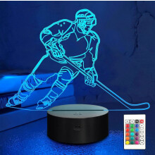 3D nočné svetlá pre hokejistov pre deti, LED 16 farieb, diaľkové ovládanie, meniace sa dotykové, stmievateľné, stolová lampa, narodenin