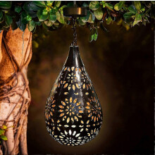 Opruiming Solar Buitenverlichting voor de Tuin, Daisy Iron Hanglamp, Verlichting, Hek LED Hanglamp met Projectie