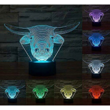 3D nočné svetlo s kravou a býkom, ilúzia, 7-farebné meniace sa dotykové spínače, stolové dekorácie, lampy, akryl, plochá ABS základňa,
