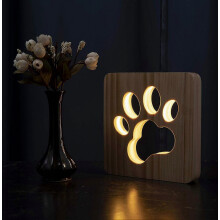 LED nočné svetlo, stolová lampa s labkou pre psa, drevená, 3D kreatívna stolová lampa, USB napájanie, dekorácia spálne pre deti, bábätk