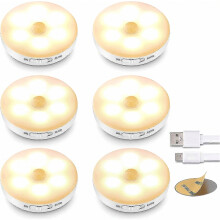6er-Pack LED-Leuchten mit Bewegungsmelder, batteriebetrieben, mit magnetischem Klebestreifen für Schrank- und Treppenhausbeleuchtung