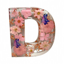 Letters Bloemen Nachtlampje Creatieve Gedroogde Bloemen LED Sfeerverlichting Hars Letters Lamp Feest Tafeldecoratie Verlichting D