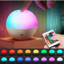 16 kleuren slimme touch kleine nachtlamp met afstandsbediening, schuifbare kleur, sfeerverlichting, oplaadbaar, creatief klein nachtlam
