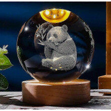 3D-Panda-Kristallkugel mit lasergeschnitztem, farbenfrohem LED-Nachtlicht – ideales Geschenk zum Geburtstag, zu Weihnachten oder Valent