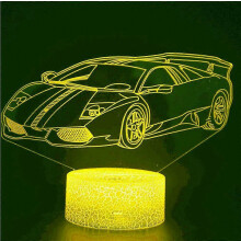 3D raceauto nachtlampje, tafellamp met optische illusie, 7 kleuren veranderende LED-tafellamp, kerstdecoratie, huisdecoratie, liefde, v