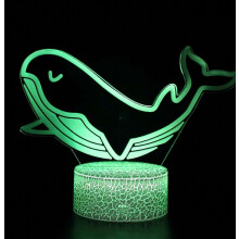 3D optische lamp illusie nachtlampje Grote walvis 3D tafellamp Kinderverjaardagscadeau Creatief lichtcadeau Witte voet: Kleurrijk aanra