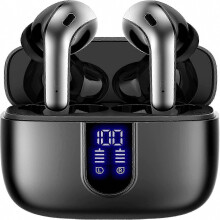 Écouteurs intra-auriculaires Bluetooth sans fil, autonomie de 60 h, indicateur de batterie LED.
