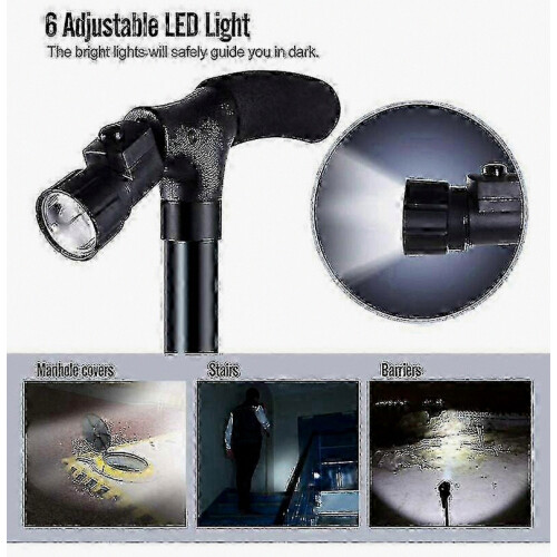 LED Walking Stick for Seniors, Adjustable Handle Foldable Light-Up Cane 1