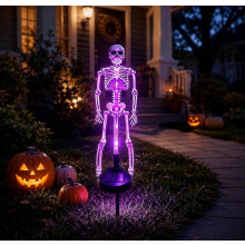 Solar Halloween skeletverlichting voor buiten, paarse LED grondverlichting, waterdichte paddecoratie voor gazon, tuin en terras