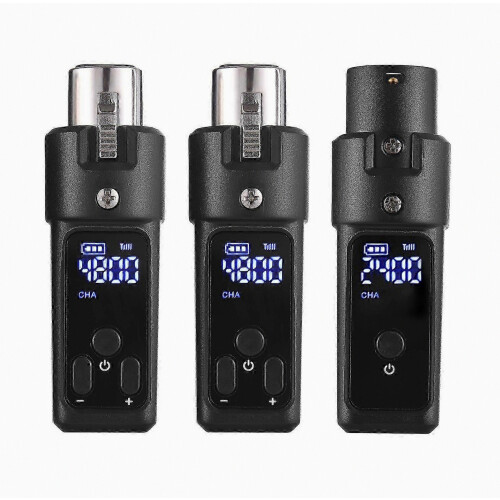 Sistema microfonico wireless XLR 2.4G, 3.7V 250mAh, nero, 7.2x2.5cm
