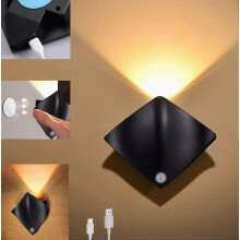 LED-wandlamp voor binnen, met bewegingssensor, 3000K, werkt op batterijen, oplaadbaar via USB, voor hal, trap of balkon.