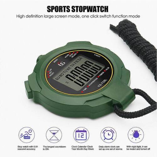 Sports Stopwatch Digital Handheld Sports Stopwatch Night Light Code Table 1