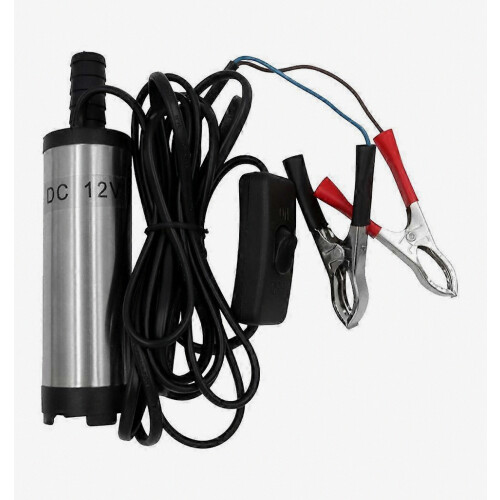 12V dompelpomp voor het overpompen van diesel en water.