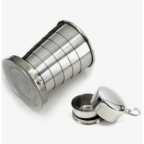 Collapsible Stainless Steel Cup - Telescopic Keychain - Travel