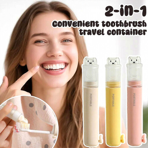 Foldable Portable Toothbrush Cat Head Replaceable 2 Heads Travel Hygiene 1