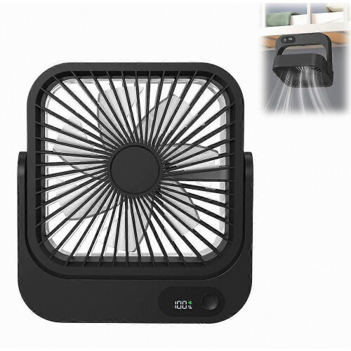 Magnetische bureauventilator, USB oplaadbaar, 5 snelheden, stille, draagbare ventilator