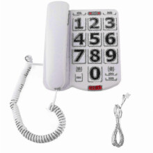 Teléfono fijo con botones grandes para personas mayores y con discapacidad auditiva, con función de altavoz.