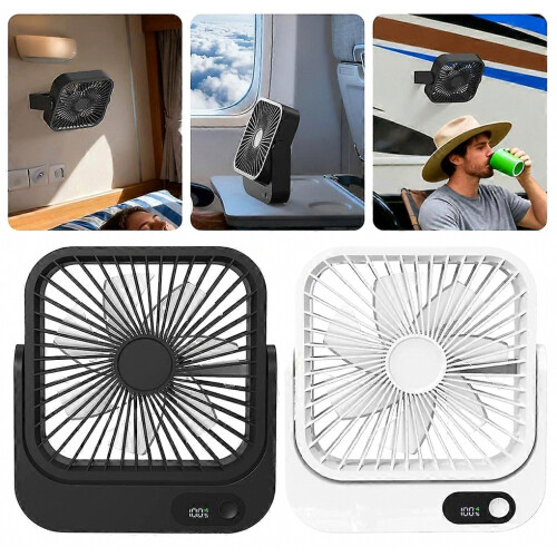 Magnetische bureauventilator, USB oplaadbaar, 5 snelheden, stille, draagbare ventilator 1