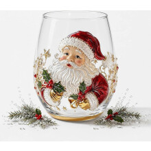 Verre à vin sans pied de Noël avec motif Père Noël, verre idéal pour le vin, les cocktails, les jus et les fêtes, cadeau de Noël pour a