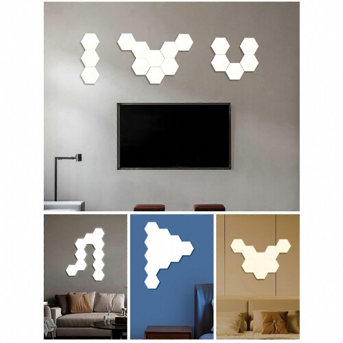 Lampe de chevet LED décorative murale créative, module hexagonal en nid d'abeille, pour chambre à coucher 2
