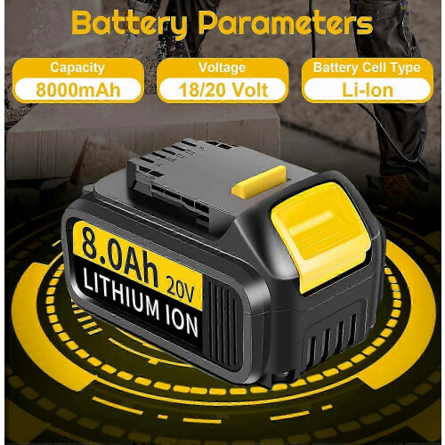 2026 Latest Model Compatible 2Pack 8.0AH 20V/18V DCB184 Replacement for Dewalt 1