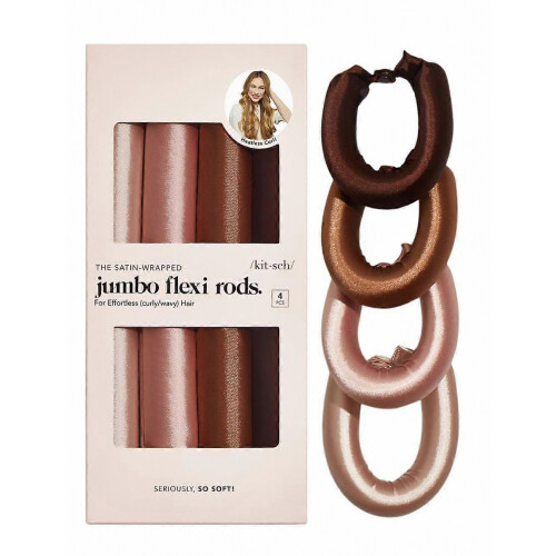 Set composto da bigodino senza calore Jumbo e elastici per capelli in raso 1