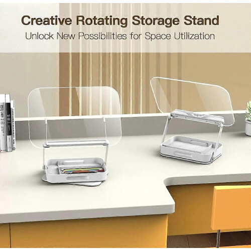 R22H Adjustable Rotating Laptop Tablet Book Holder Stand Foldable Reading Bracket with Bottom Storage Box 2