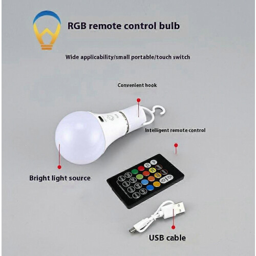 Ampoule rechargeable RGB E27 avec télécommande et minuterie, intensité variable, commande tactile 2700 - 6500 K 1