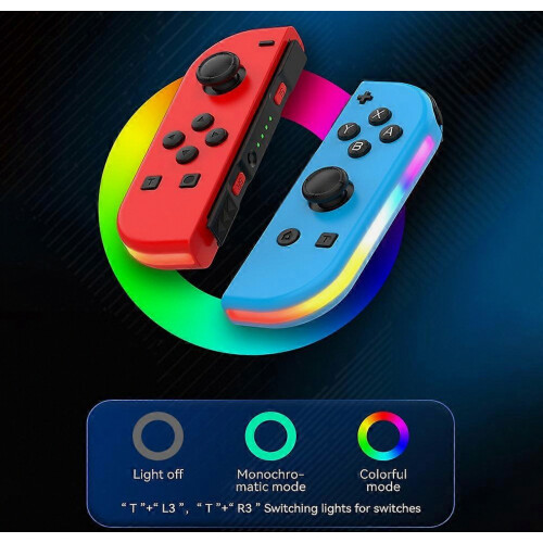 JOY-02 1 paar draadloze controllers voor Nintendo Switch-spelconsole, Bluetooth-gamecontroller met RGB-verlichting 1