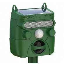 Repelente ultrasónico de animales RC-548 con energía solar, sensor PIR y flash LED, resistente al agua (IPX4).