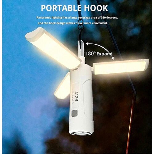 M26 LED Camping Lantern Collapsible Light USB Rechargeable Phone Charger 2000mAh Powerful Flashlight 1