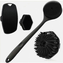 4Pcs Silicone Bath Body Brush Set Deep Exfoliation Long Handle Face Body Back Scrubber Kit Compatible For Shower