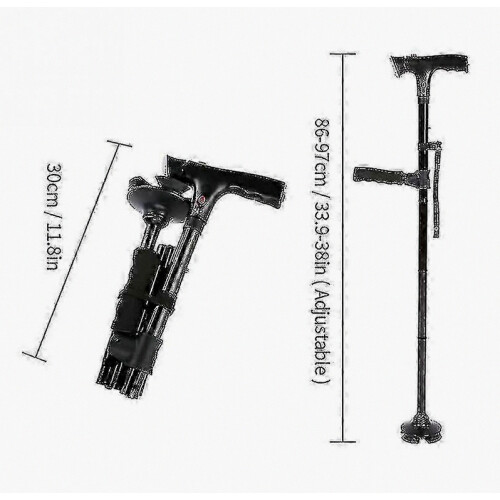 folding walking cane for elderly with led and alarm 2