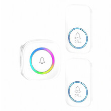 Kit campanello senza fili A6 con portata di 300 m, LED colorati e 60 melodie, senza cablaggio, composto da 2 trasmettitori e 1 ricevito