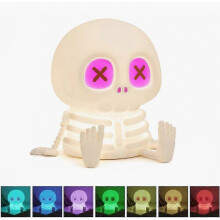 Halloween-Skelett-LED-Nachtlicht mit Touch-Steuerung, 7 RGB-Farben, 1200 mAh Akku, USB-wiederaufladbar, Silikonlampe
