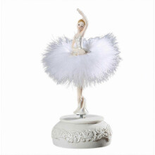 Boîte à musique ballerine 25-26 cm, carrousel du Lac des cygnes avec plume, cadeau d'anniversaire