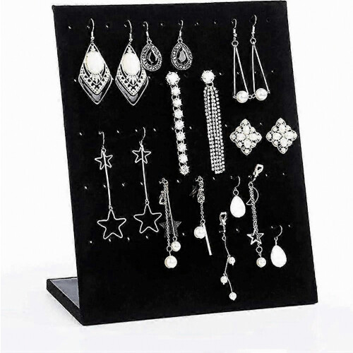 Présentoir à boucles d'oreilles en velours noir à 60 trous 1