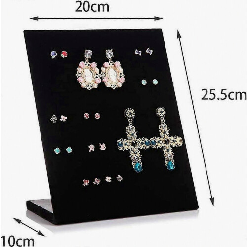 Présentoir à boucles d'oreilles en velours noir à 60 trous 2
