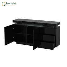 HOMAIRE Black LED Sideboard 2 Doors 3 Drawers