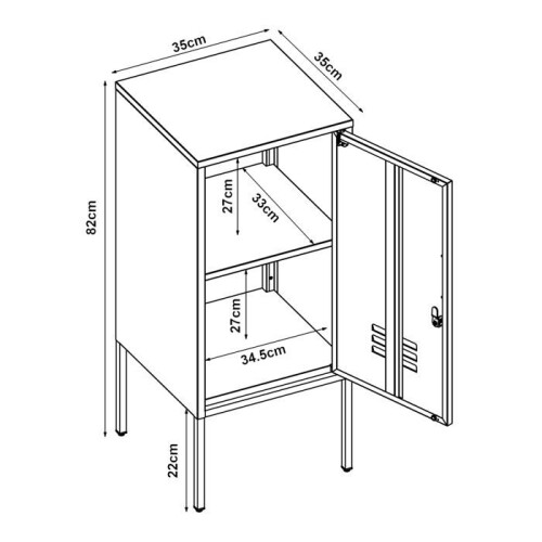 Table de chevet table de nuit commode meuble de rangement avec poignée à gauche acier 2