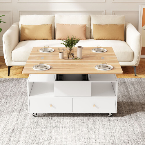 HOMAIRE Lift-Top Coffee Table White Wood