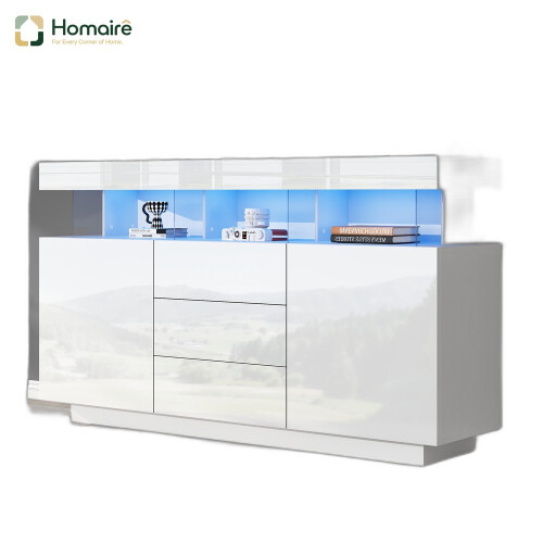 HOMAIRE White High Gloss Storage Cabinet 140cm 2
