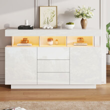 HOMAIRE White High Gloss Storage Cabinet 140cm