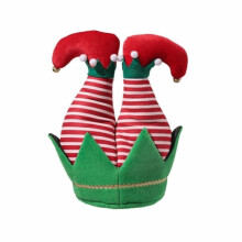 (3) Dress Up Christmas Elf Hats Striped Cosplay Santa's Little Helper Hats Xmas Cap Christmas Decoration Clown Headwear