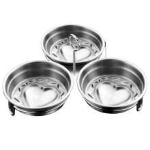 (D) Egg Steaming Mold for Pot Stainless Steel Egg Poacher Pan Non-stick Breakfast Maker Heat Resistant Three-cup Poached