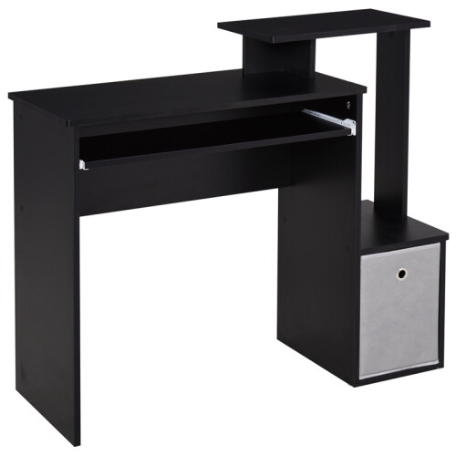 Computer Desk with Sliding Keyboard Tray Storage Drawer Shelf Home Office Workstation Black 1