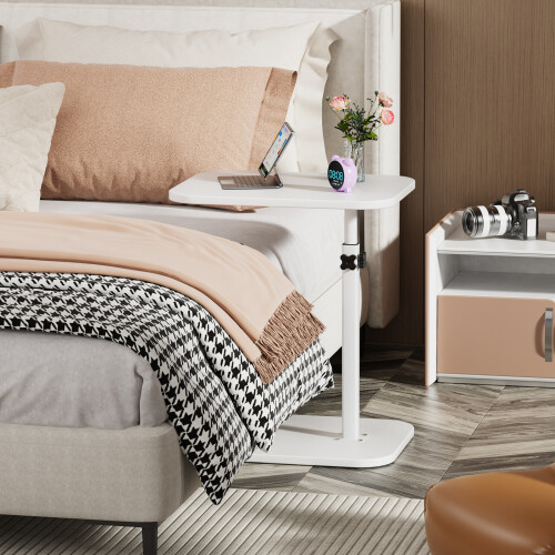 C Shaped End Table Side Table Sofa Table 40x30x72cm White 2